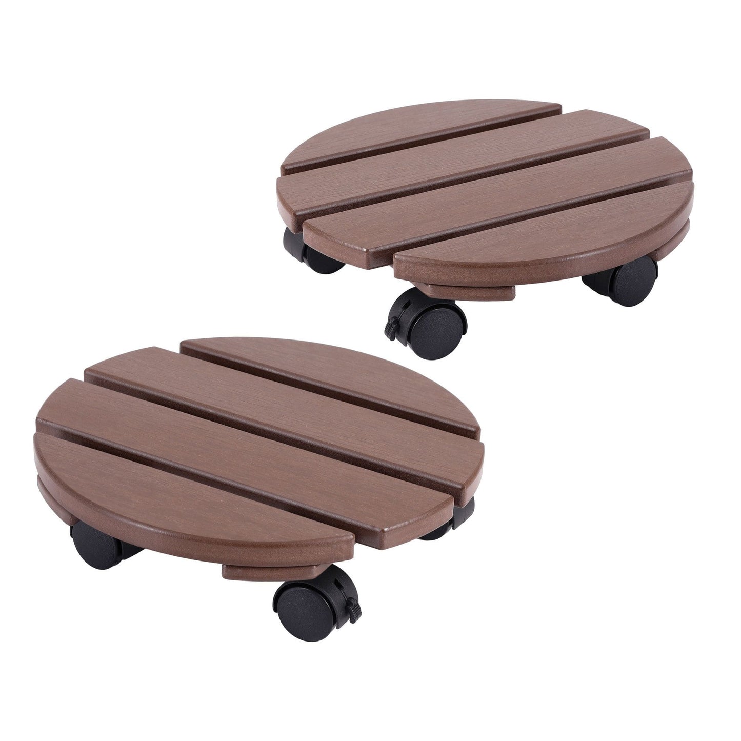 Alona.com.au Home & Garden > Garden Beds > Garden Beds & Planters Gardeon 2PC Plant Carts HDPE Plant Caddy With Lockable Wheels Rolling Brown