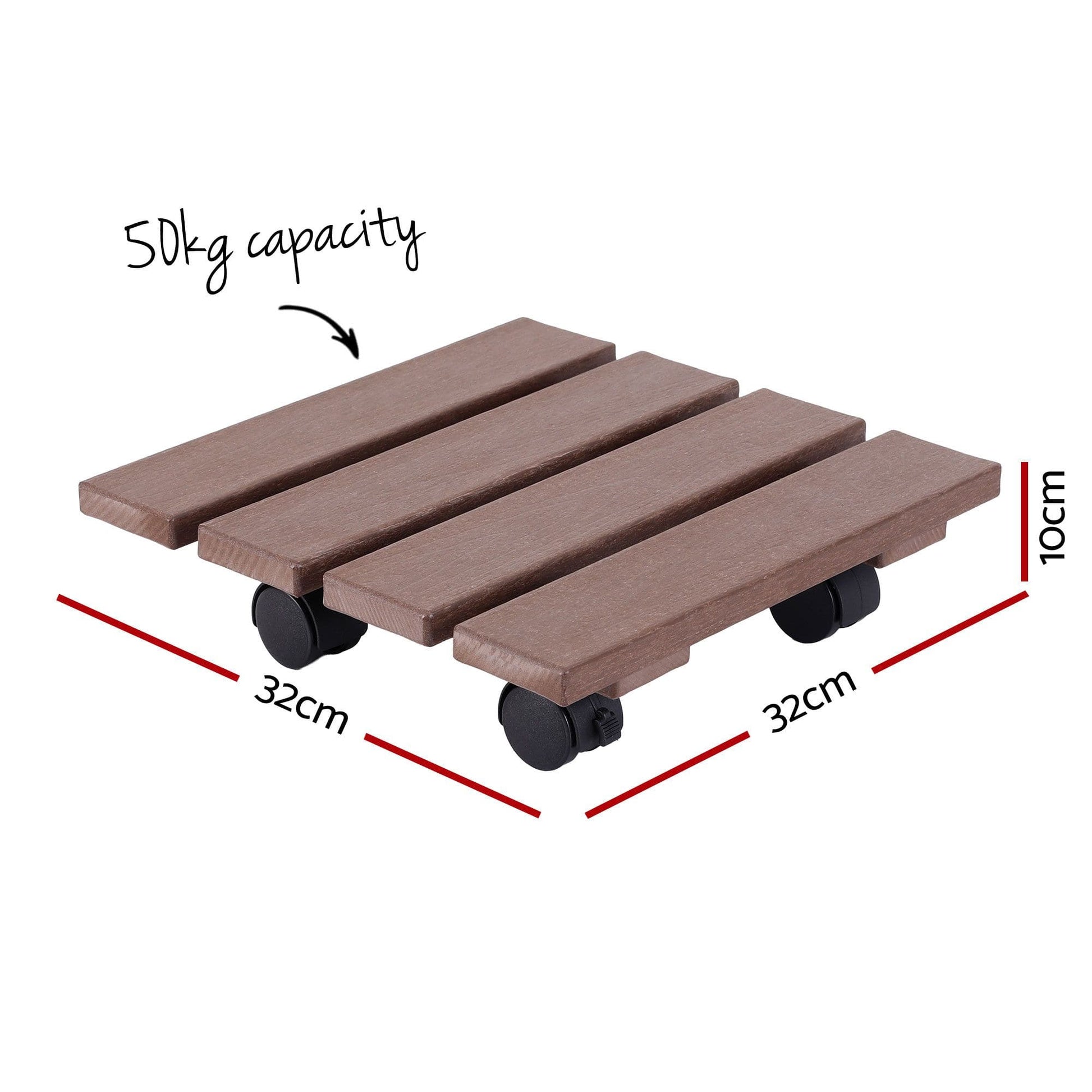 Alona.com.au Home & Garden > Garden Beds > Garden Beds & Planters Gardeon 2PC Plant Carts HDPE Plant Caddy With Lockable Wheels Rolling Brown