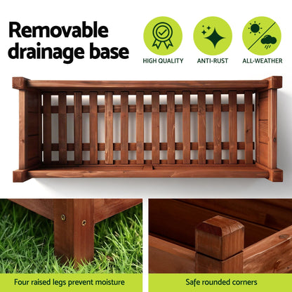 Alona.com.au Home & Garden > Garden Beds > Garden Beds & Planters Green Fingers Garden Bed Wooden Planter Box Raised Container Growing 90x30x33cm Brown