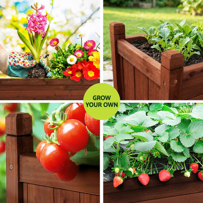 Alona.com.au Home & Garden > Garden Beds > Garden Beds & Planters Green Fingers Garden Bed Wooden Planter Box Raised Container Growing 90x30x33cm Brown