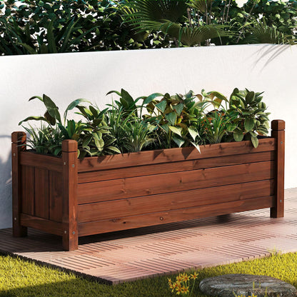 Alona.com.au Home & Garden > Garden Beds > Garden Beds & Planters Green Fingers Garden Bed Wooden Planter Box Raised Container Growing 90x30x33cm Brown