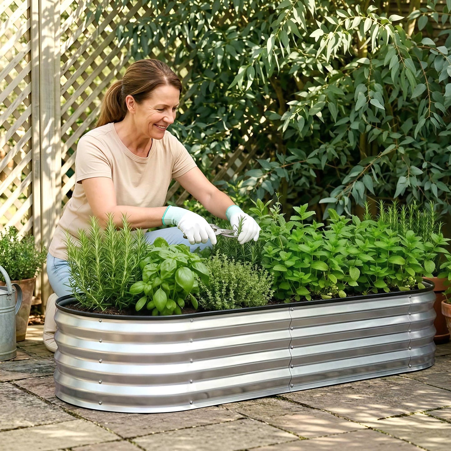 Alona.com.au Home & Garden > Garden Beds > Garden Beds & Planters Green Fingers Raised Garden Bed Galvanised Oval Metal Planter Box Large Outdoor 120x60x30cm Silver