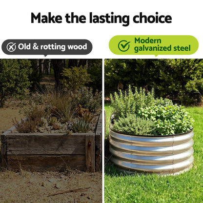 Alona.com.au Home & Garden > Garden Beds > Garden Beds & Planters Green Fingers Raised Garden Bed Galvanised Oval Metal Planter Box Large Outdoor 120x60x30cm Silver