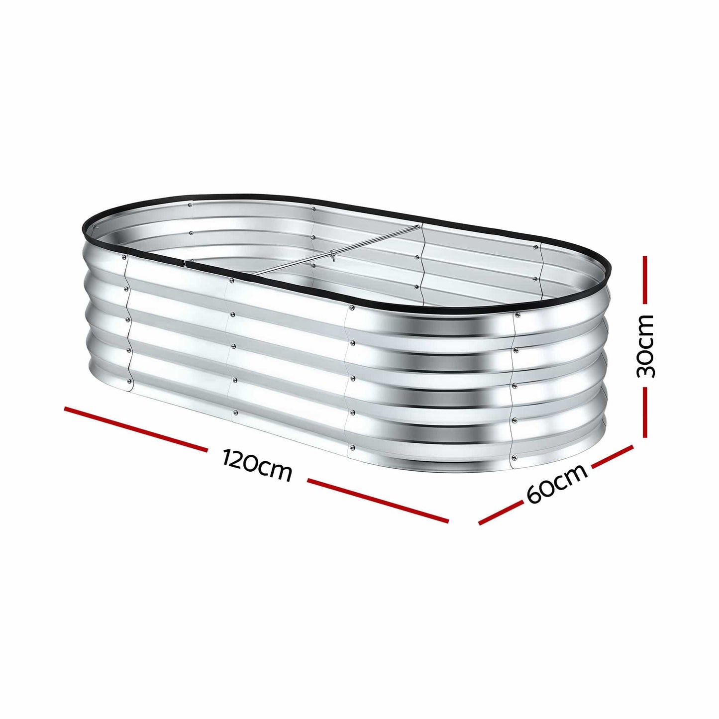 Alona.com.au Home & Garden > Garden Beds > Garden Beds & Planters Green Fingers Raised Garden Bed Galvanised Oval Metal Planter Box Large Outdoor 120x60x30cm Silver