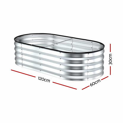 Alona.com.au Home & Garden > Garden Beds > Garden Beds & Planters Green Fingers Raised Garden Bed Galvanised Oval Metal Planter Box Large Outdoor 120x60x30cm Silver