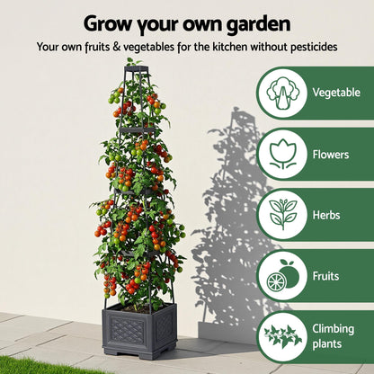 Alona.com.au Home & Garden > Garden Beds > Garden Beds & Planters Green Fingers Self Watering Planter with Trellis Adjustable Height Modular Tomato Box 4 Layer 140cm