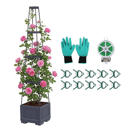Alona.com.au Home & Garden > Garden Beds > Garden Beds & Planters Green Fingers Self Watering Planter with Trellis Adjustable Height Modular Tomato Box 4 Layer 140cm