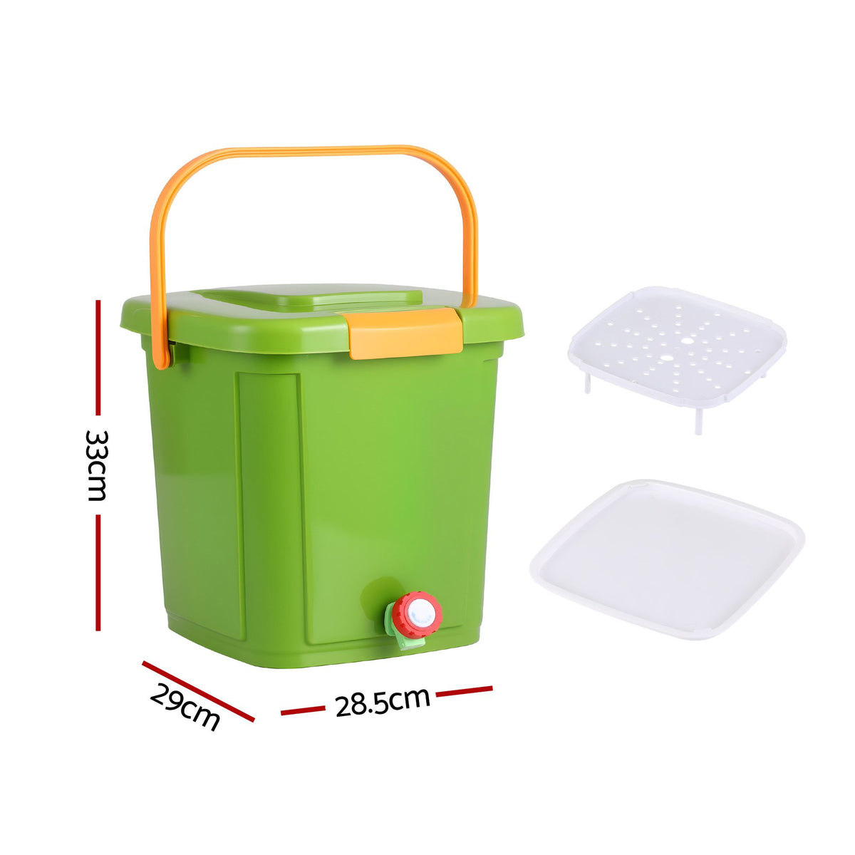 Alona.com.au Home & Garden > Garden Tools > Gardening Accessories Gardeon 15L Kitchen Compost Bin Food Waste Caddy Drain Tap Green
