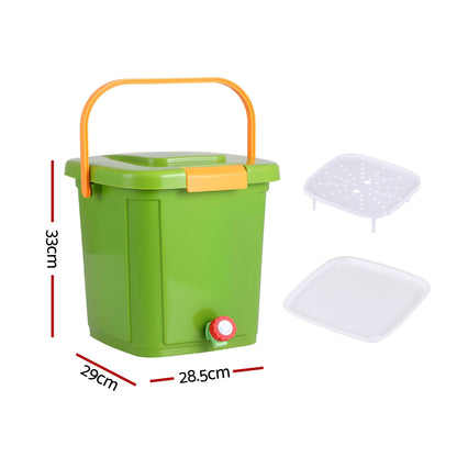 Alona.com.au Home & Garden > Garden Tools > Gardening Accessories Gardeon 15L Kitchen Compost Bin Food Waste Caddy Drain Tap Green