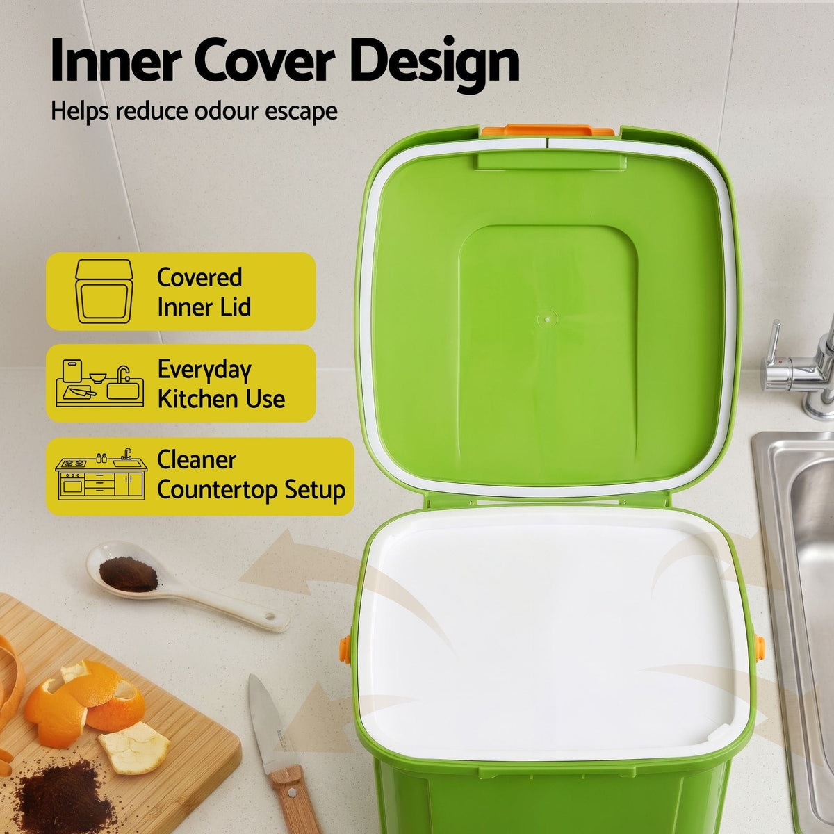 Alona.com.au Home & Garden > Garden Tools > Gardening Accessories Gardeon 20L Kitchen Compost Bin Food Waste Caddy Drain Tap Green