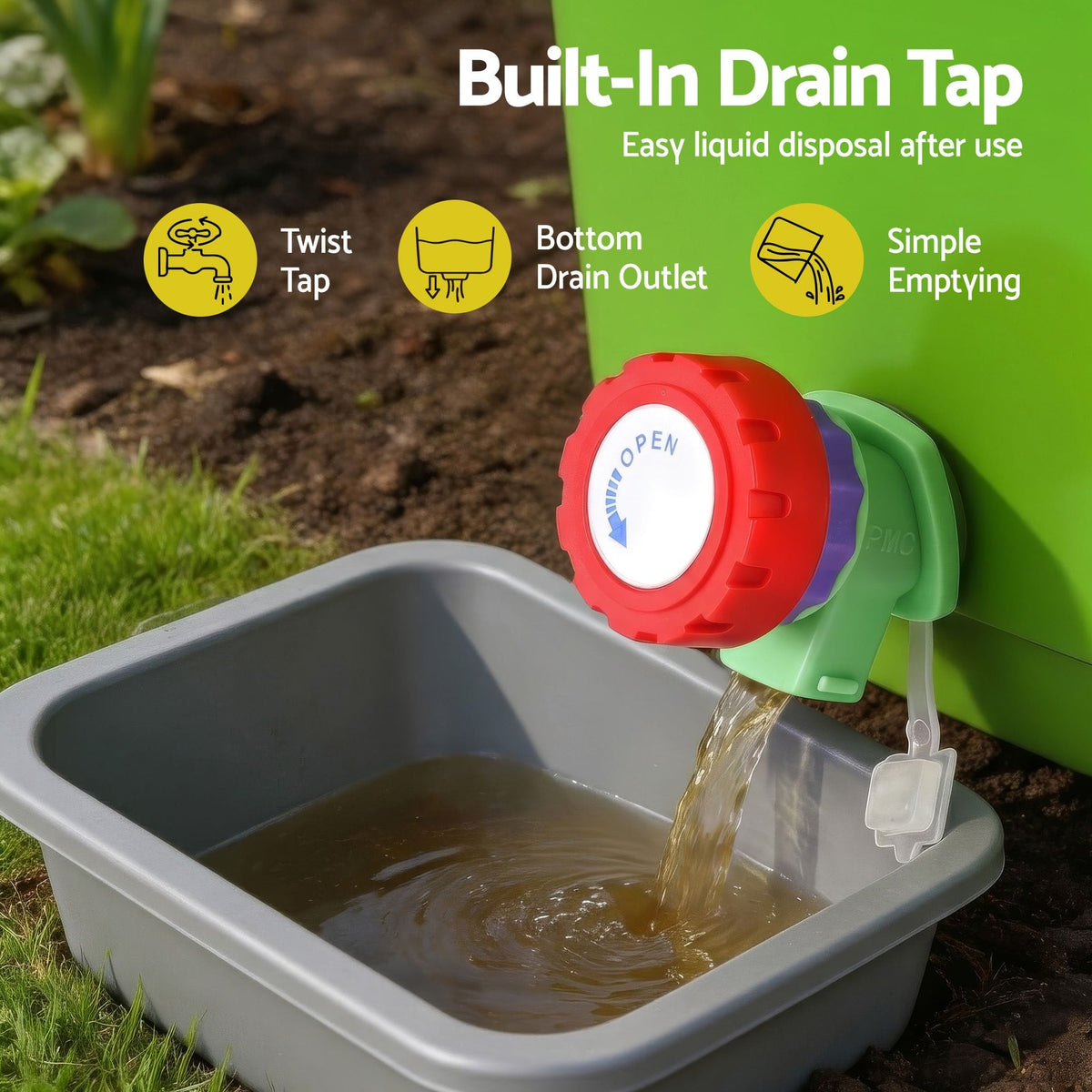Alona.com.au Home & Garden > Garden Tools > Gardening Accessories Gardeon 20L Kitchen Compost Bin Food Waste Caddy Drain Tap Green