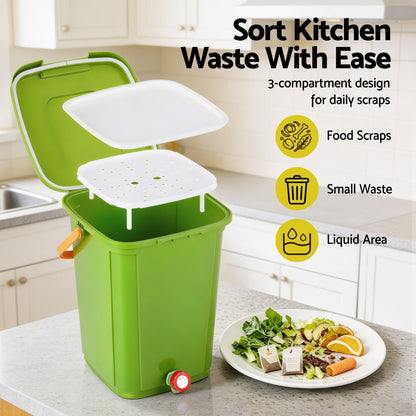Alona.com.au Home & Garden > Garden Tools > Gardening Accessories Gardeon 20L Kitchen Compost Bin Food Waste Caddy Drain Tap Green