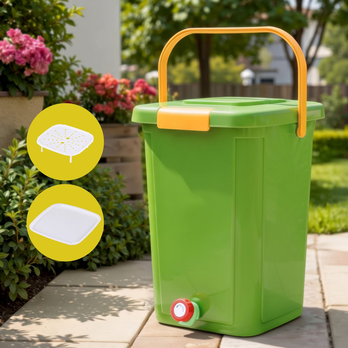 Alona.com.au Home & Garden > Garden Tools > Gardening Accessories Gardeon 20L Kitchen Compost Bin Food Waste Caddy Drain Tap Green