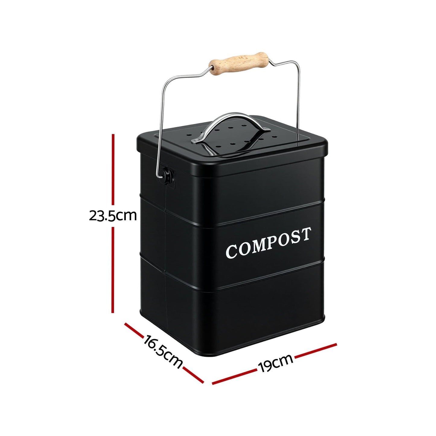 Alona.com.au Home & Garden > Garden Tools > Gardening Accessories Gardeon 5L Compost Bin Kitchen Countertop Food Waste Caddy Black