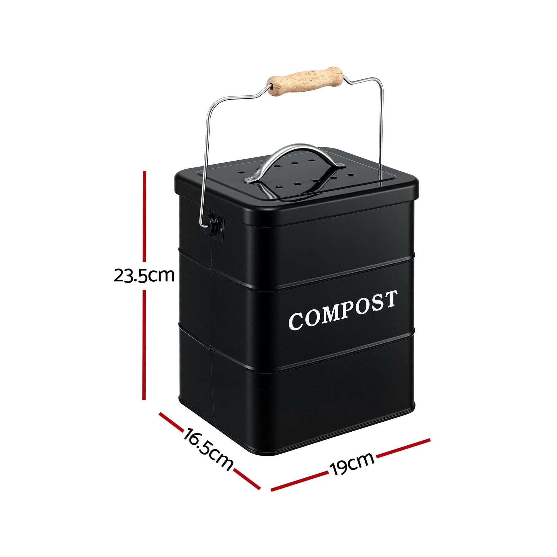 Alona.com.au Home & Garden > Garden Tools > Gardening Accessories Gardeon 5L Compost Bin Kitchen Countertop Food Waste Caddy Black