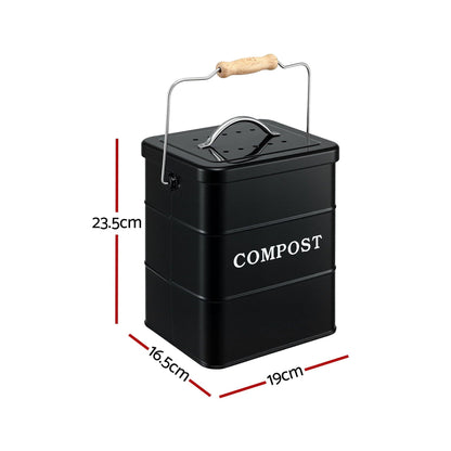 Alona.com.au Home & Garden > Garden Tools > Gardening Accessories Gardeon 5L Compost Bin Kitchen Countertop Food Waste Caddy Black