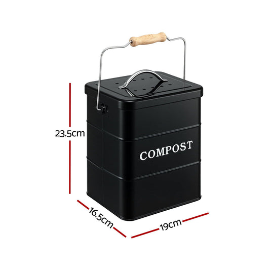 Alona.com.au Home & Garden > Garden Tools > Gardening Accessories Gardeon 5L Compost Bin Kitchen Countertop Food Waste Caddy Black