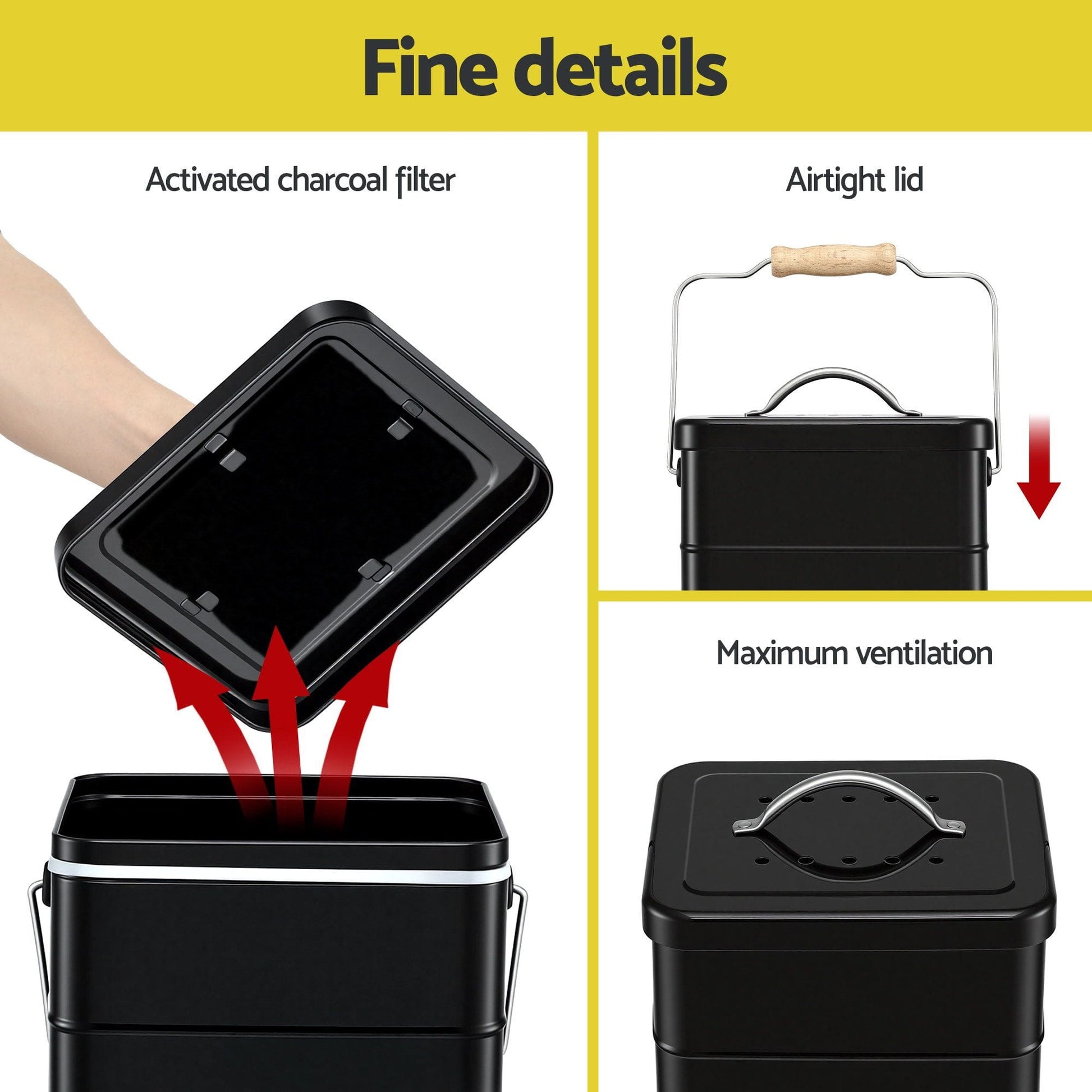 Alona.com.au Home & Garden > Garden Tools > Gardening Accessories Gardeon 5L Compost Bin Kitchen Countertop Food Waste Caddy Black