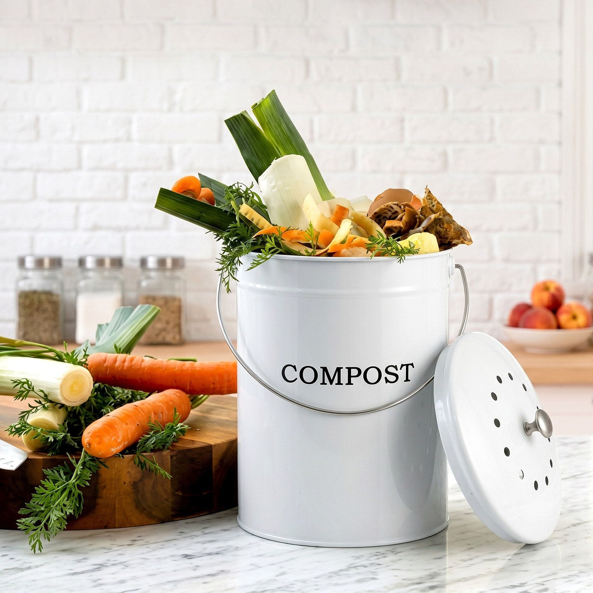 Alona.com.au Home & Garden > Garden Tools > Gardening Accessories Gardeon Compost Bin Kitchen Compost Caddy Food Waste Bin Bench White