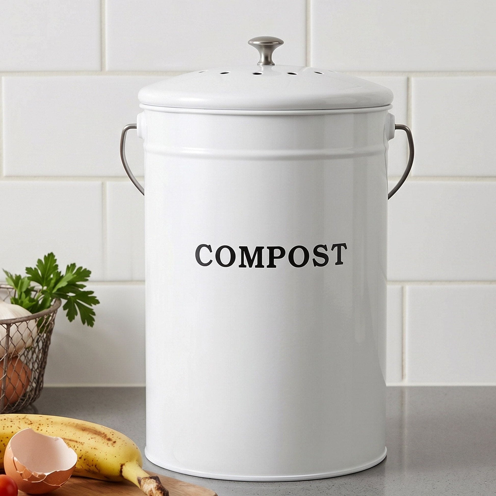 Alona.com.au Home & Garden > Garden Tools > Gardening Accessories Gardeon Compost Bin Kitchen Compost Caddy Food Waste Bin Bench White