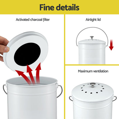 Alona.com.au Home & Garden > Garden Tools > Gardening Accessories Gardeon Compost Bin Kitchen Compost Caddy Food Waste Bin Bench White