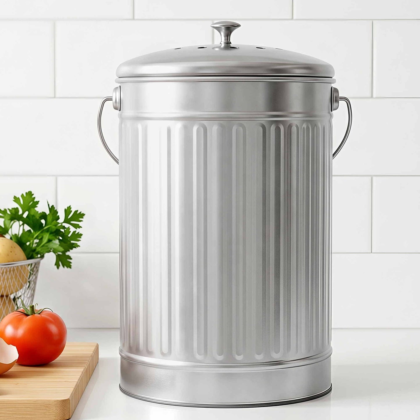 Alona.com.au Home & Garden > Garden Tools > Gardening Accessories Gardeon Compost Bin Kitchen Countertop Food Waste Caddy 6L Silver