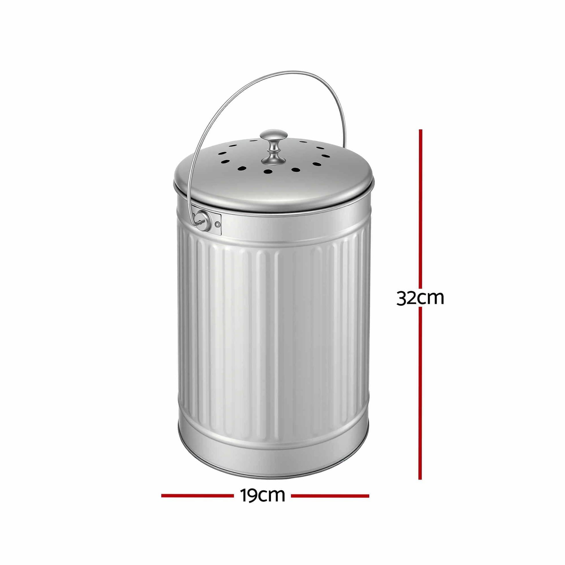 Alona.com.au Home & Garden > Garden Tools > Gardening Accessories Gardeon Compost Bin Kitchen Countertop Food Waste Caddy 6L Silver