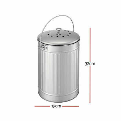 Alona.com.au Home & Garden > Garden Tools > Gardening Accessories Gardeon Compost Bin Kitchen Countertop Food Waste Caddy 6L Silver