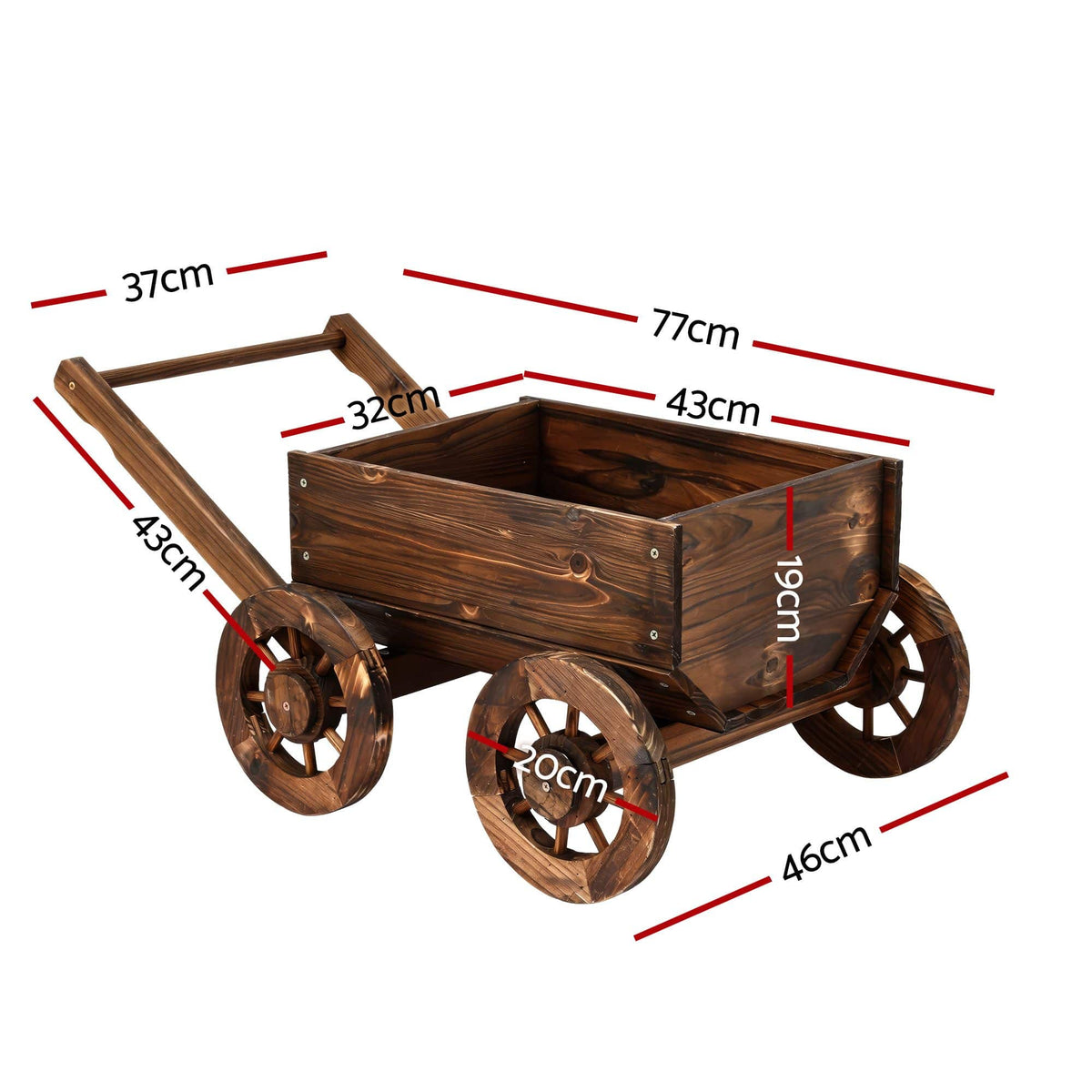 Alona.com.au Home & Garden > Garden Tools > Gardening Accessories Gardeon Wooden Planter Cart Garden Decor Plant Stand Flower Fir Wood Wagon Wheels L