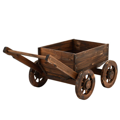Alona.com.au Home & Garden > Garden Tools > Gardening Accessories Gardeon Wooden Planter Cart Garden Decor Plant Stand Flower Fir Wood Wagon Wheels L