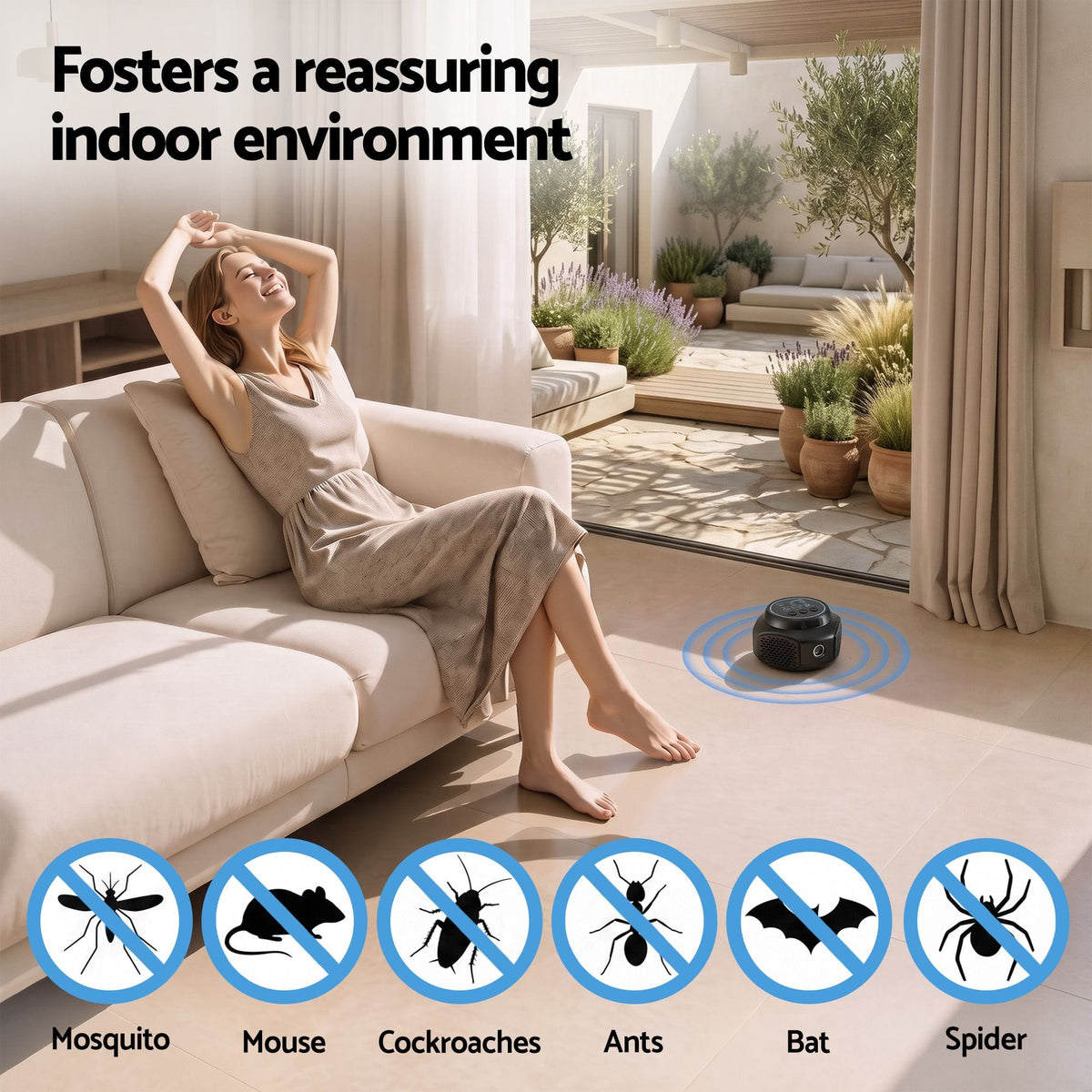 Alona.com.au Home & Garden > Garden Tools > Gardening Tools Gardeon Ultrasonic Rat Repeller 360 Degree 4 Modes Pest Repeller Black