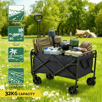 Alona.com.au Home & Garden > Garden Tools > Spreaders & Wheelbarrows Gardeon Garden Cart Folding Trolley Camping Wagon Barrow Outdoor Beach Black