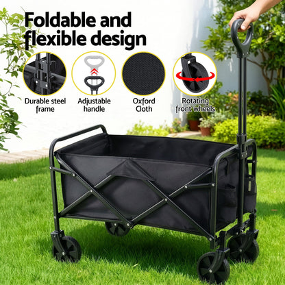 Alona.com.au Home & Garden > Garden Tools > Spreaders & Wheelbarrows Gardeon Garden Cart Folding Trolley Camping Wagon Barrow Outdoor Beach Black