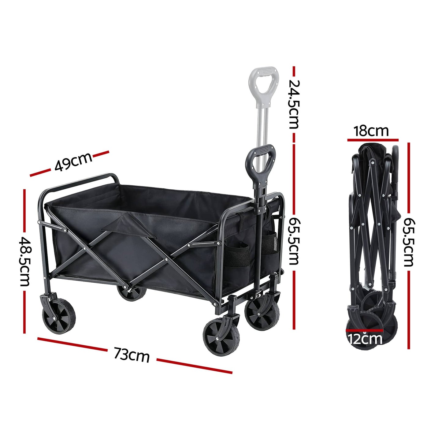Alona.com.au Home & Garden > Garden Tools > Spreaders & Wheelbarrows Gardeon Garden Cart Folding Trolley Camping Wagon Barrow Outdoor Beach Black