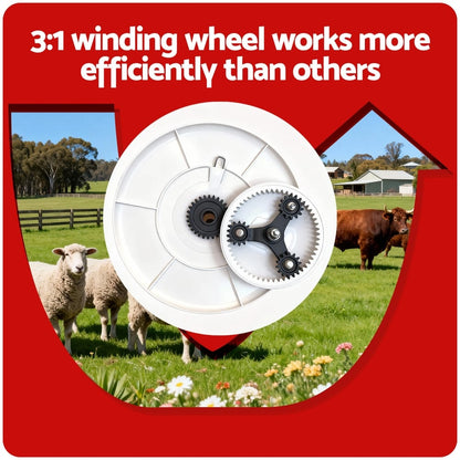 Alona.com.au Home & Garden > Gate Openers > Fence & Gate Accessories Giantz Electric Fence Reel Geared Portable Polywire Fencing Farm White