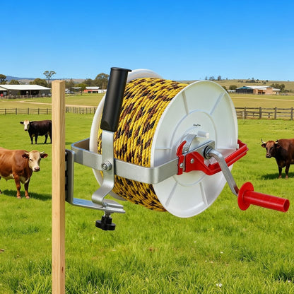 Alona.com.au Home & Garden > Gate Openers > Fence & Gate Accessories Giantz Electric Fence Reel Geared Portable Polywire Fencing Farm White