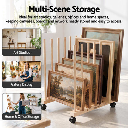 Alona.com.au Home & Garden > Hobbies > Arts & Crafts Artiss Wooden Art Drying & Canvas Storage Rack with Caster Wheels for Studio,Galleries,Classroom