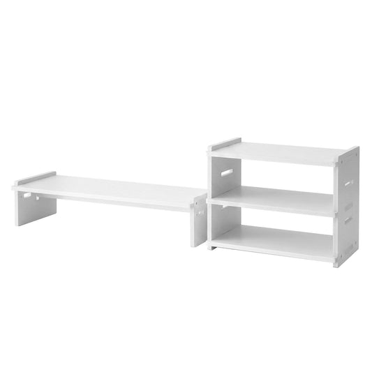 Alona.com.au Home & Garden > Home Office Accessories > Desk Accessories Artiss Monitor Stand and 3-Tier Desk Organiser 2-in-1 Modular Computer Monitor Riser PVC Desktop Shelf Holds 20kg for Office Students Gaming