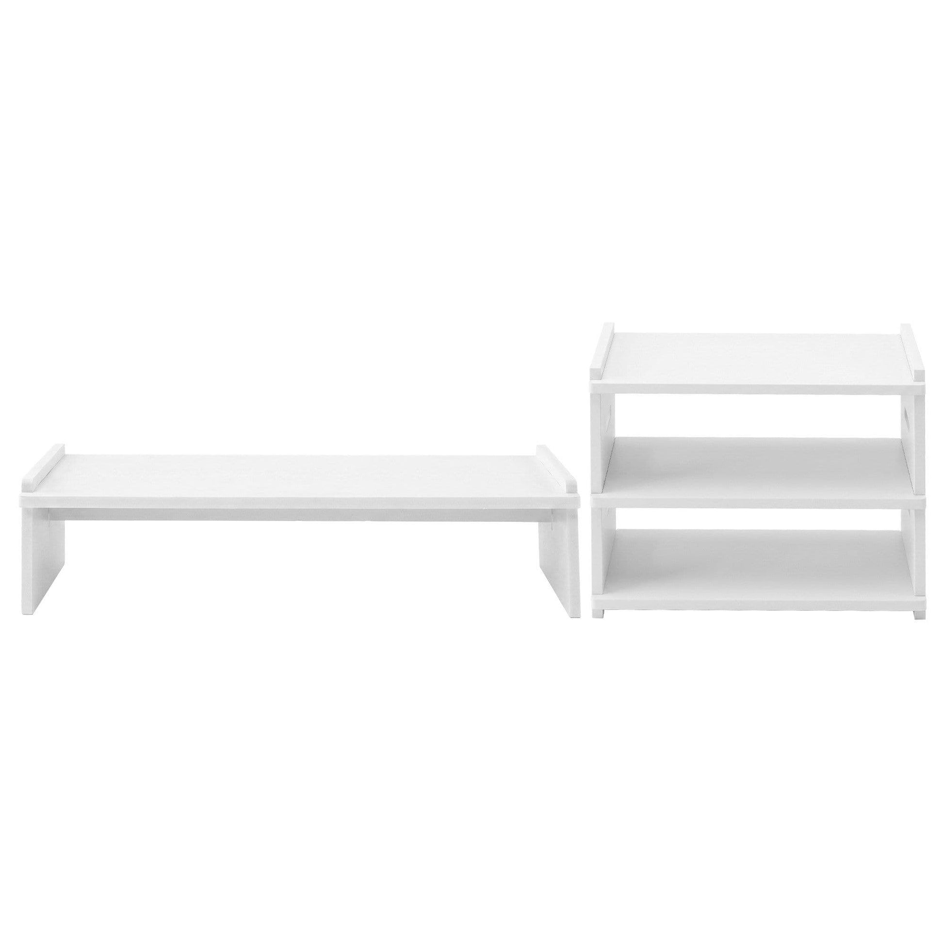 Alona.com.au Home & Garden > Home Office Accessories > Desk Accessories Artiss Monitor Stand and 3-Tier Desk Organiser 2-in-1 Modular Computer Monitor Riser PVC Desktop Shelf Holds 20kg for Office Students Gaming