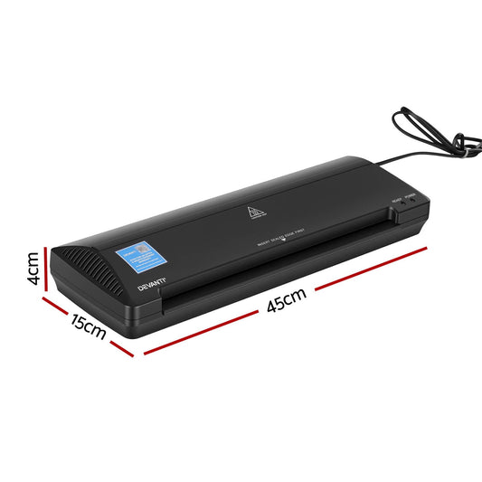 Alona.com.au Home & Garden > Home Office Accessories > Laminators Devanti A3 Laminator Machine, Hot & Cold Thermal Fast Lamination Anti-Jam Laminator for Office School Home Document Photo Card Handmade A3 A4 A5 A6, Black
