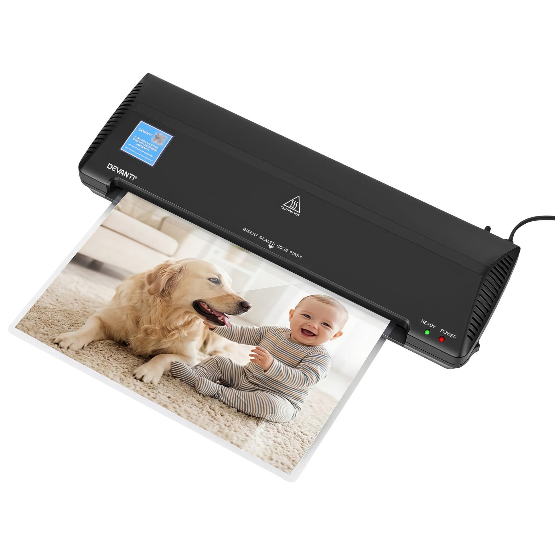 Alona.com.au Home & Garden > Home Office Accessories > Laminators Devanti A3 Laminator Machine, Hot & Cold Thermal Fast Lamination Anti-Jam Laminator for Office School Home Document Photo Card Handmade A3 A4 A5 A6, Black