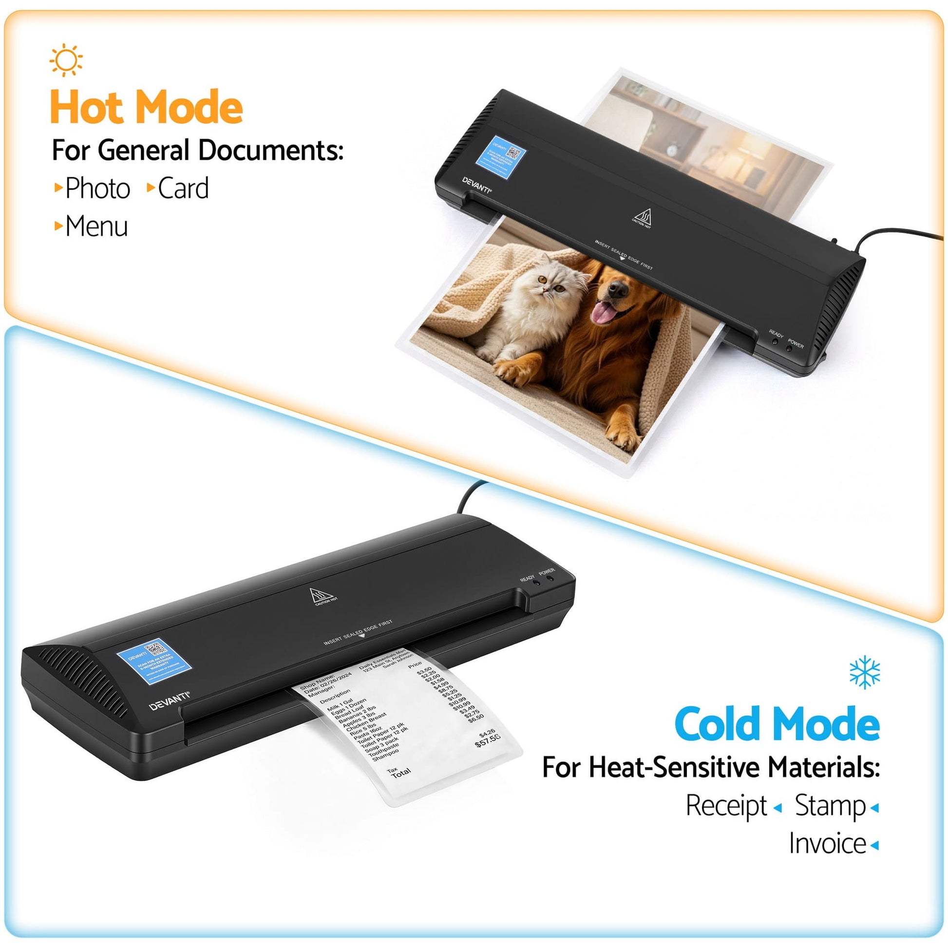 Alona.com.au Home & Garden > Home Office Accessories > Laminators Devanti A3 Laminator Machine, Hot & Cold Thermal Fast Lamination Anti-Jam Laminator for Office School Home Document Photo Card Handmade A3 A4 A5 A6, Black