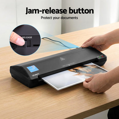 Alona.com.au Home & Garden > Home Office Accessories > Laminators Devanti A3 Laminator Machine, Hot & Cold Thermal Fast Lamination Anti-Jam Laminator for Office School Home Document Photo Card Handmade A3 A4 A5 A6, Black