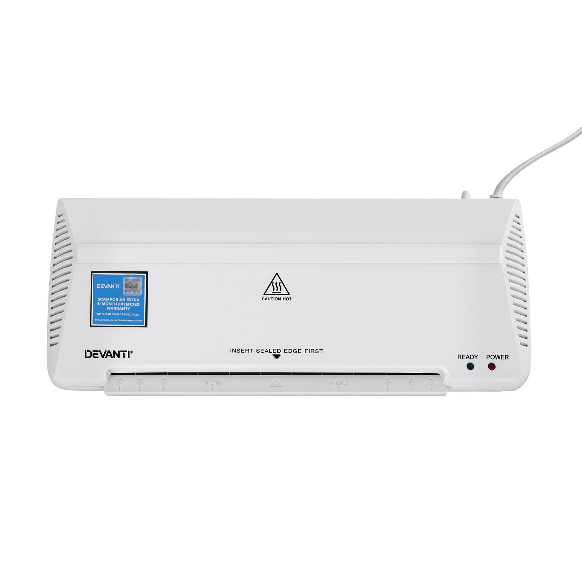 Alona.com.au Home & Garden > Home Office Accessories > Laminators Devanti A4 Laminator Machine, Hot & Cold Thermal Fast Lamination Anti-Jam Laminator for Office School Home Document Photo Card Handmade A4 A5 A6, White