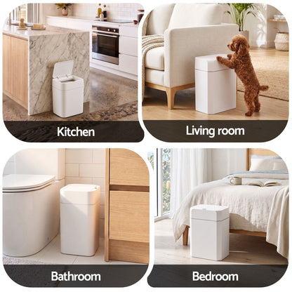 Alona.com.au Home & Garden > Kitchen Bins > Automatic Bins Artiss Rubbish Bin 12L 2-Pack Sensor Kitchen Automatic Motion Touchless White