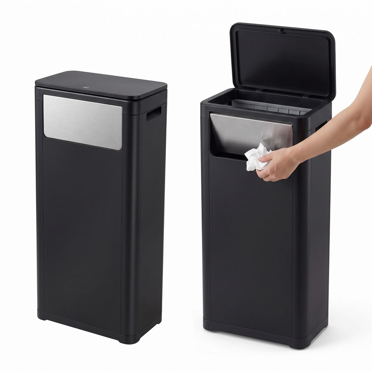 Alona.com.au Home & Garden > Kitchen Bins > Automatic Bins Cefito 30L Commercial Trash Can with Lid Front Push Flap Rubbish Bin Black