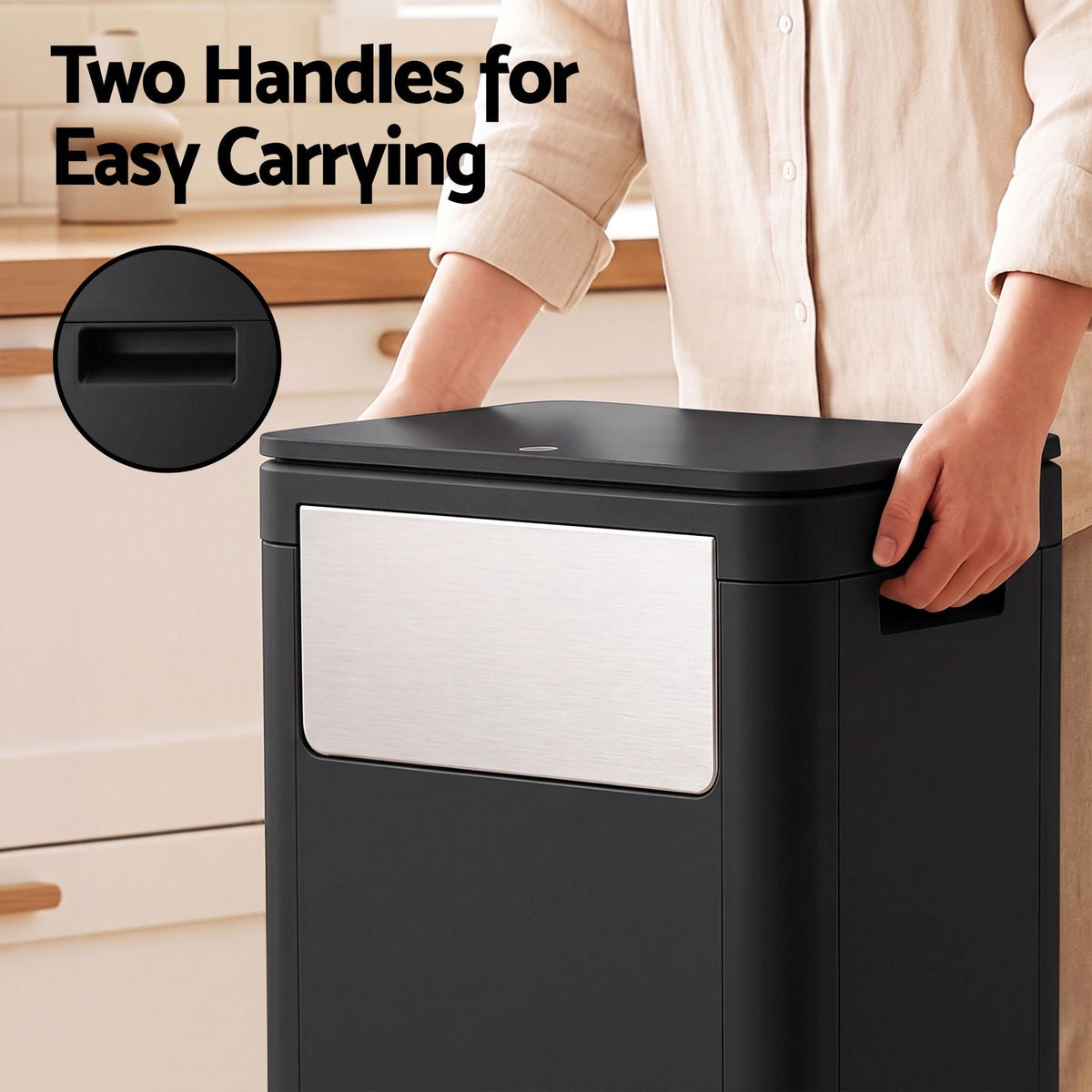 Alona.com.au Home & Garden > Kitchen Bins > Automatic Bins Cefito 30L Commercial Trash Can with Lid Front Push Flap Rubbish Bin Black