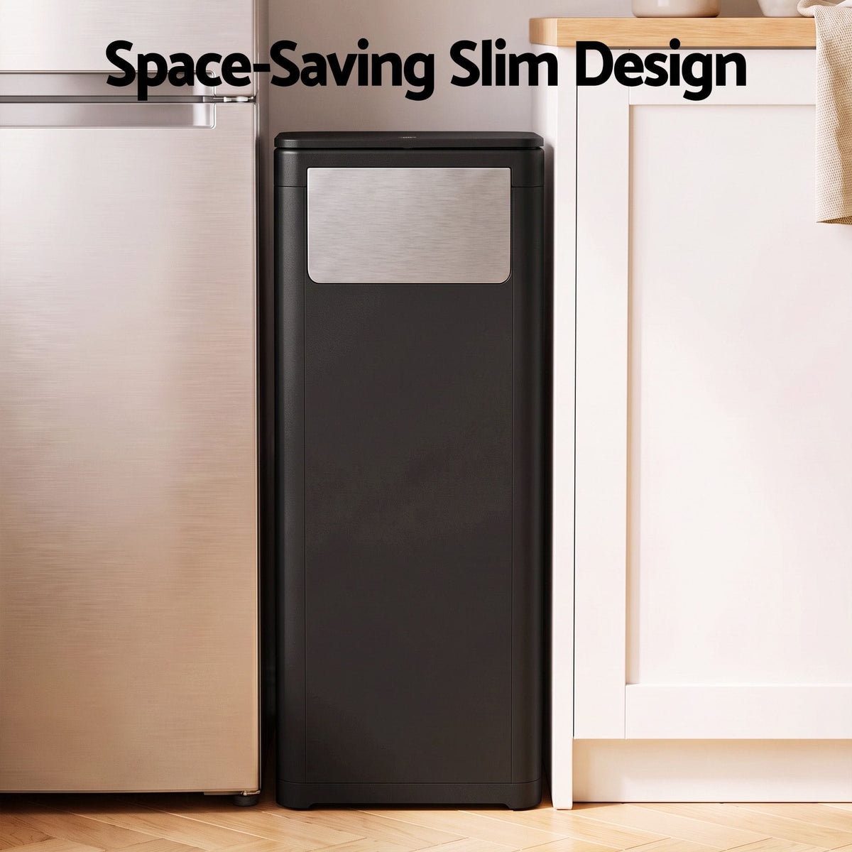 Alona.com.au Home & Garden > Kitchen Bins > Automatic Bins Cefito 30L Commercial Trash Can with Lid Front Push Flap Rubbish Bin Black