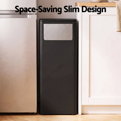 Alona.com.au Home & Garden > Kitchen Bins > Automatic Bins Cefito 30L Commercial Trash Can with Lid Front Push Flap Rubbish Bin Black