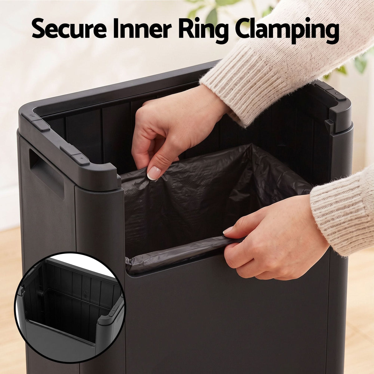 Alona.com.au Home & Garden > Kitchen Bins > Automatic Bins Cefito 30L Commercial Trash Can with Lid Front Push Flap Rubbish Bin Black